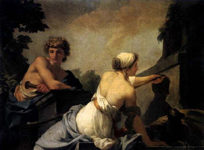 Baron Jean-Baptiste Regnault The Origin of Painting: Dibutades Tracing the Portrait of a Shepherd China oil painting art